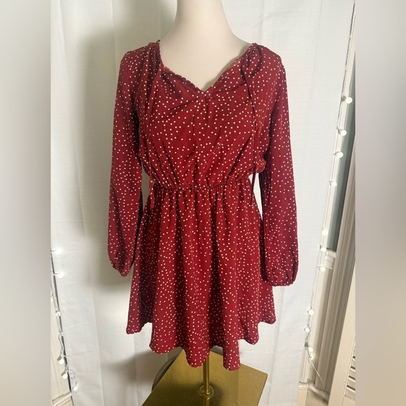 rays Dresses & Skirts - Ray’s Red White Polka Dot Long Sleeve Mini Dress Women’s Medium